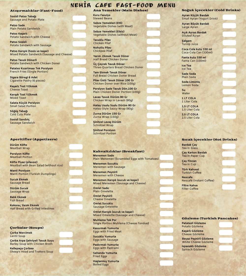 Menü tasarımı — masaüstü görünüm 1